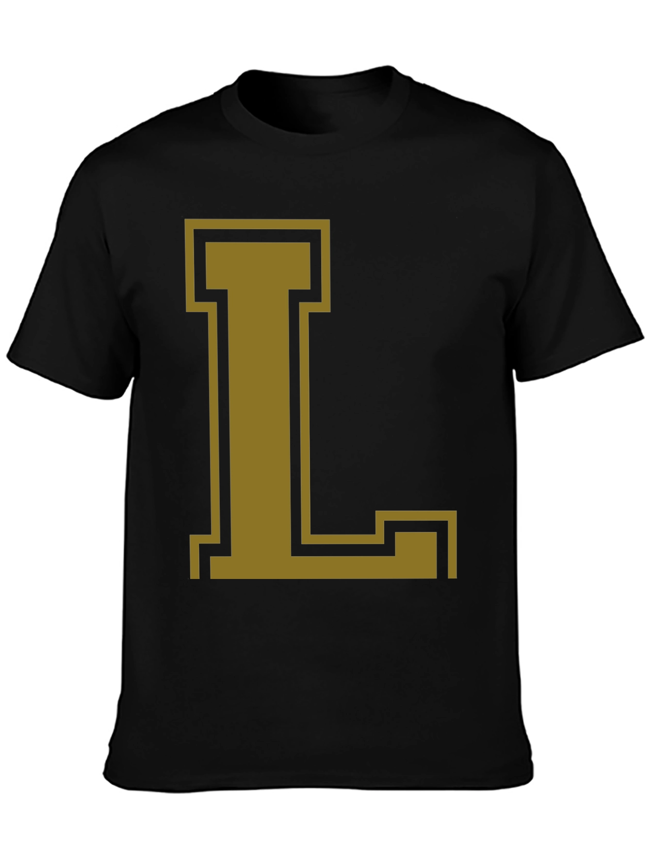 Letter L Graphic Tee - Casual Black T-Shirt