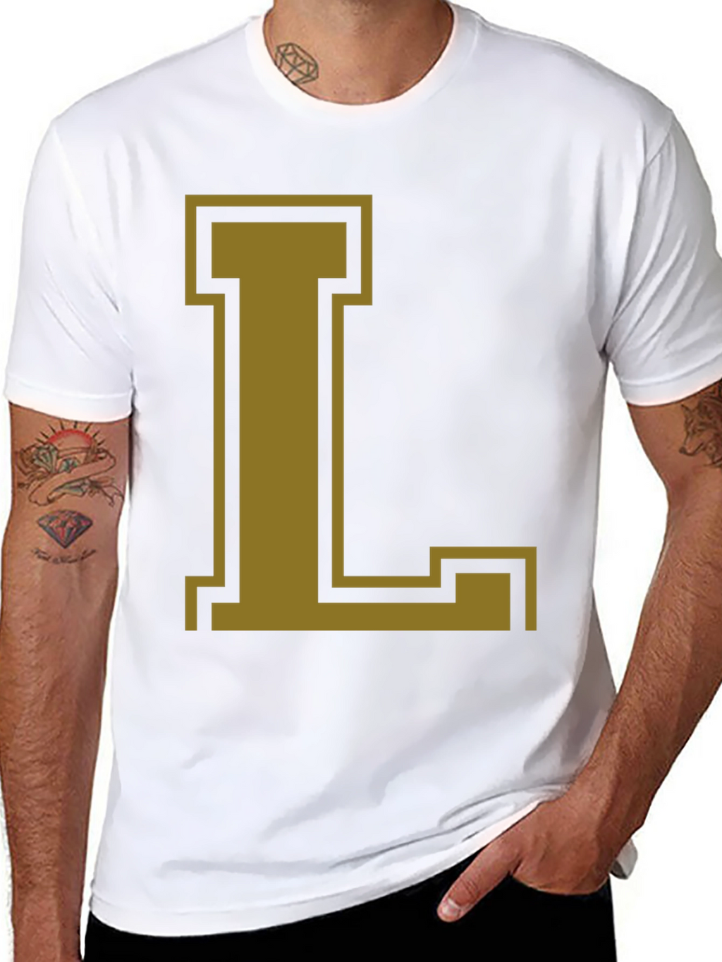 Letter L Graphic Tee - Casual Black T-Shirt