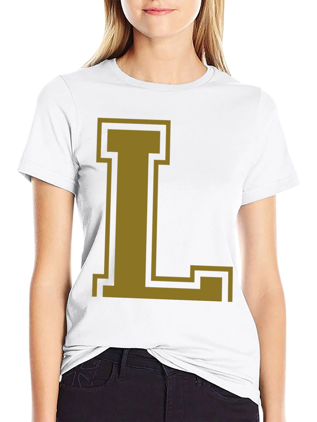 Letter L Graphic Tee - Casual Black T-Shirt