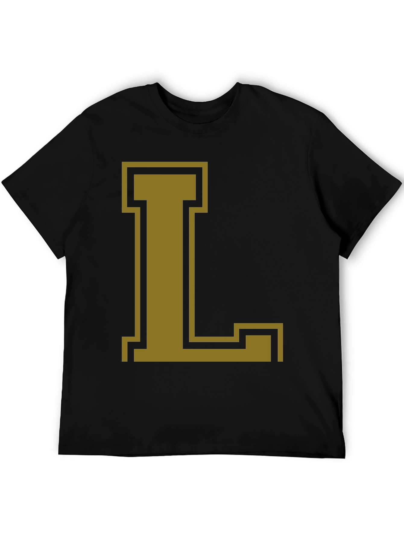 Letter L Graphic Tee - Casual Black T-Shirt