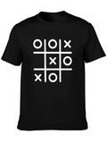 Tic-Tac-Toe Graphic Tee - Black Casual T-Shirt