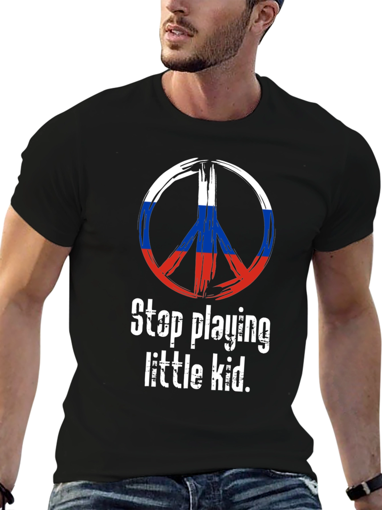 Peace Sign Russia Flag T-Shirt - Stop Playing Kid