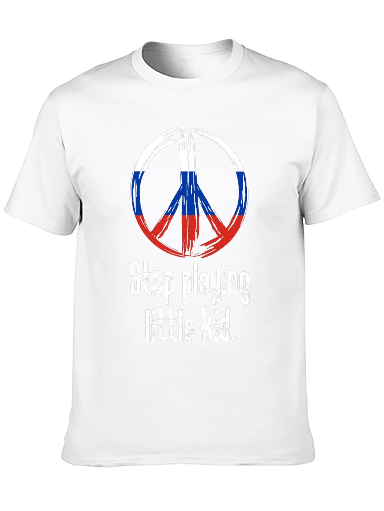 Peace Sign Russia Flag T-Shirt - Stop Playing Kid