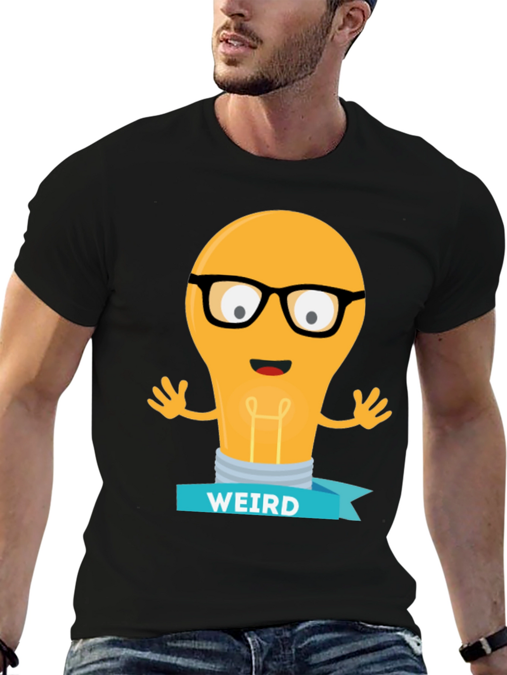 Weird Light Bulb Graphic Tee - Black T-Shirt