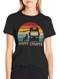 Happy Camper Retro Sunset Graphic Tee