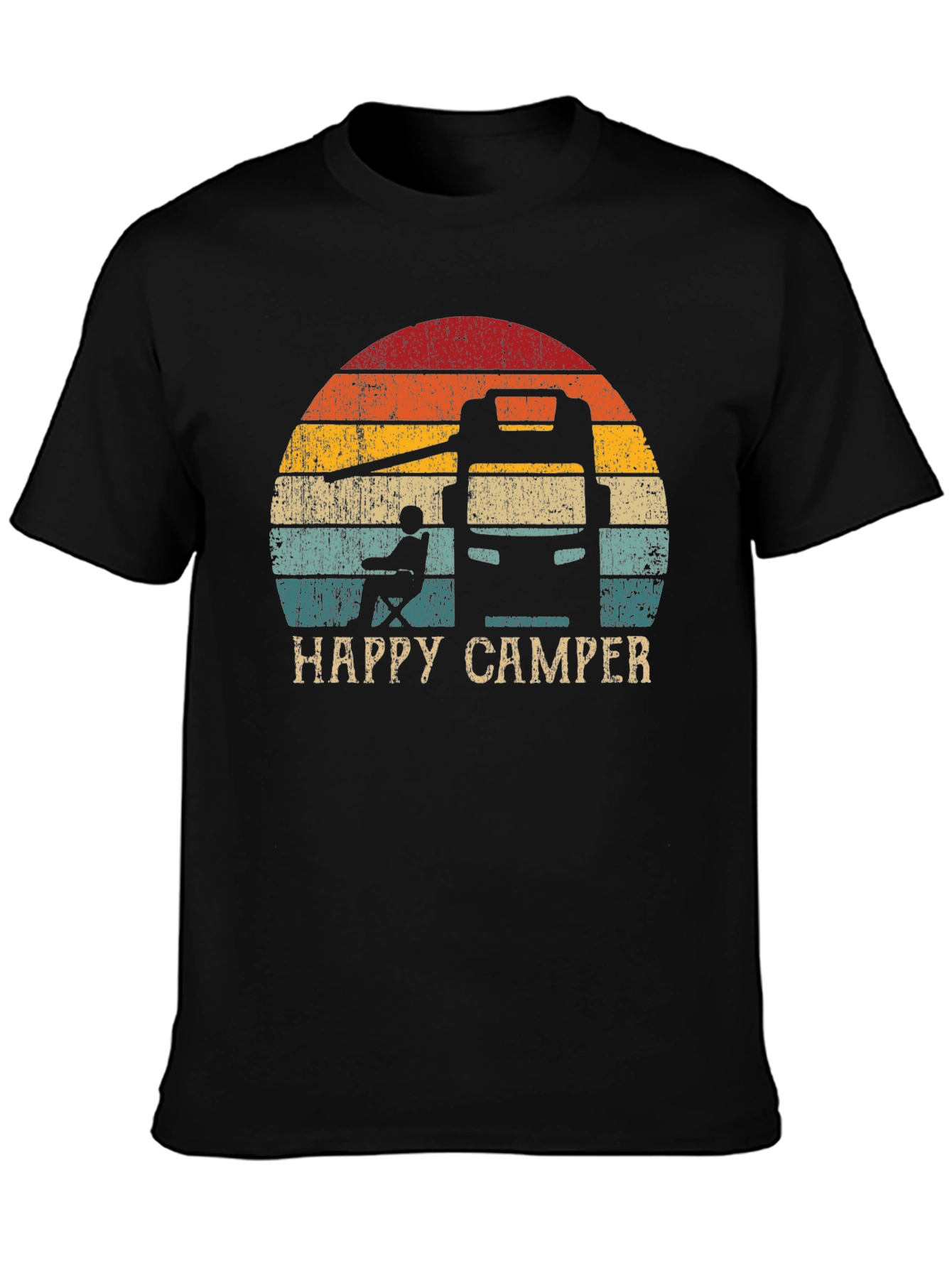 Happy Camper Retro Sunset Graphic Tee