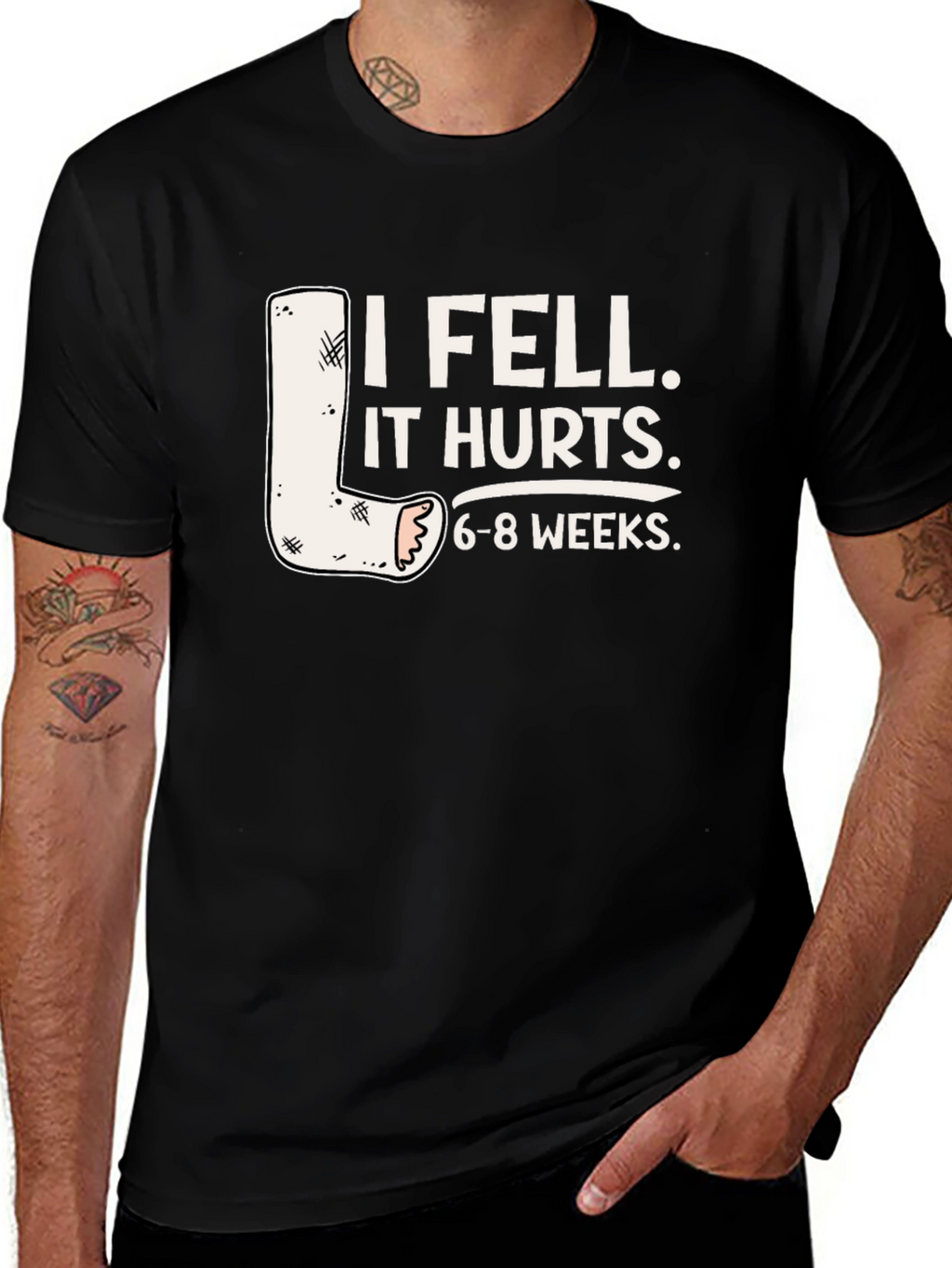 I Fell It Hurts Funny Leg Cast T-Shirt