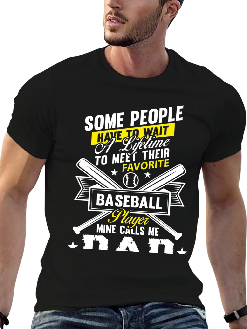 Baseball Dad T-Shirt - Mine Calls Me Dad