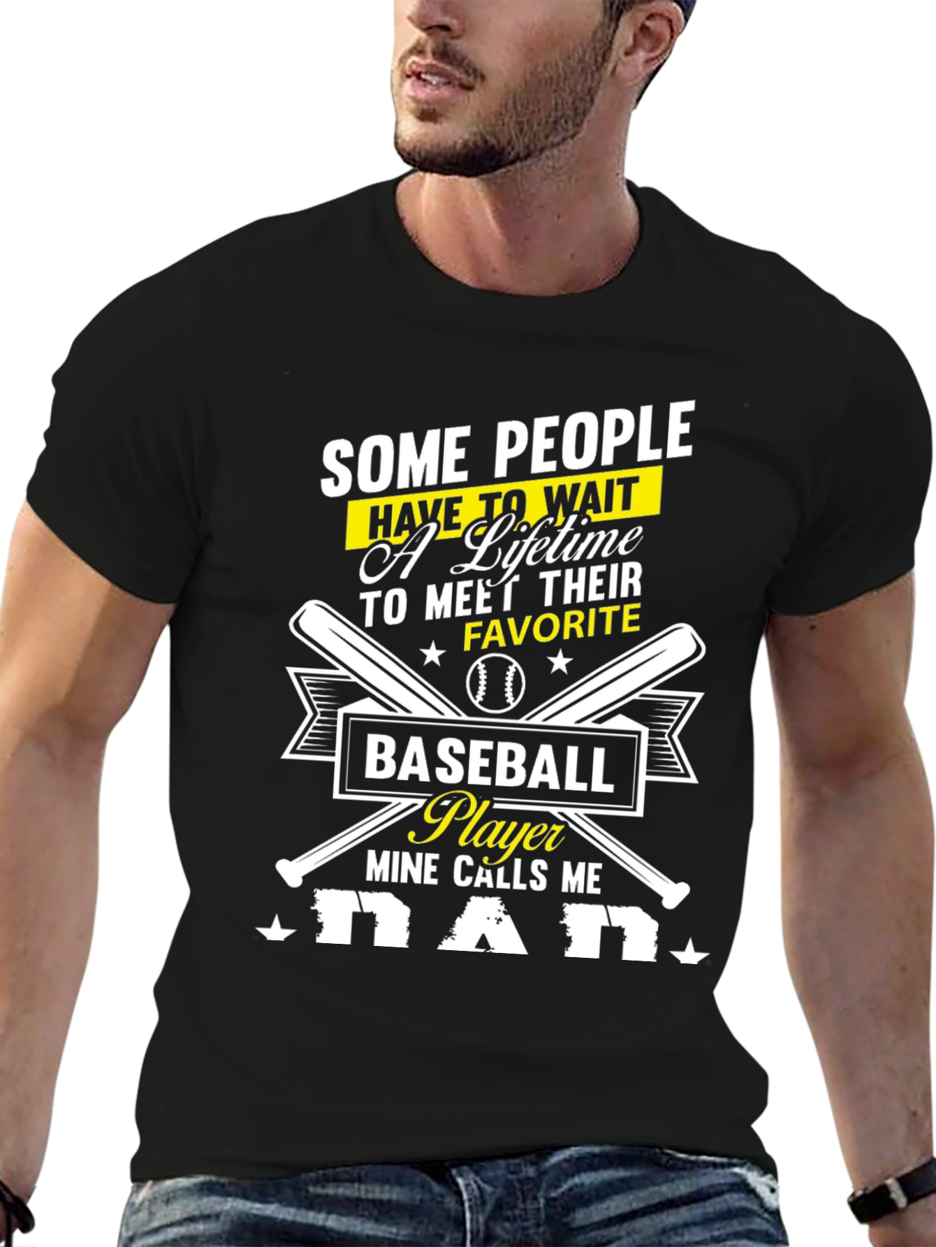 Baseball Dad T-Shirt - Mine Calls Me Dad