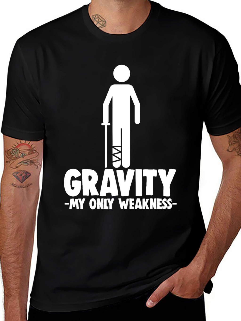 Gravity My Only Weakness Funny Leg Injury T-Shirt