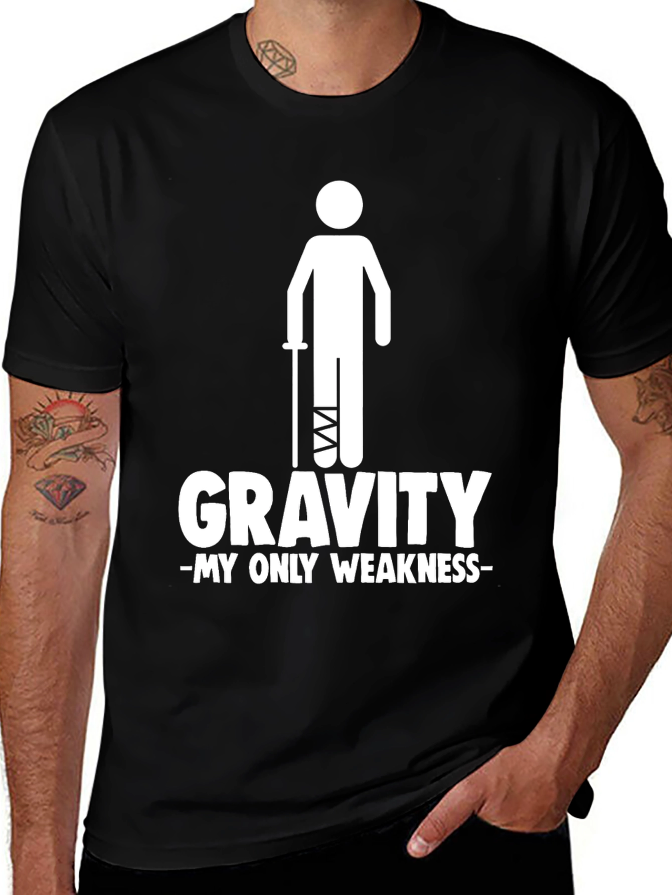Gravity My Only Weakness Funny Leg Injury T-Shirt