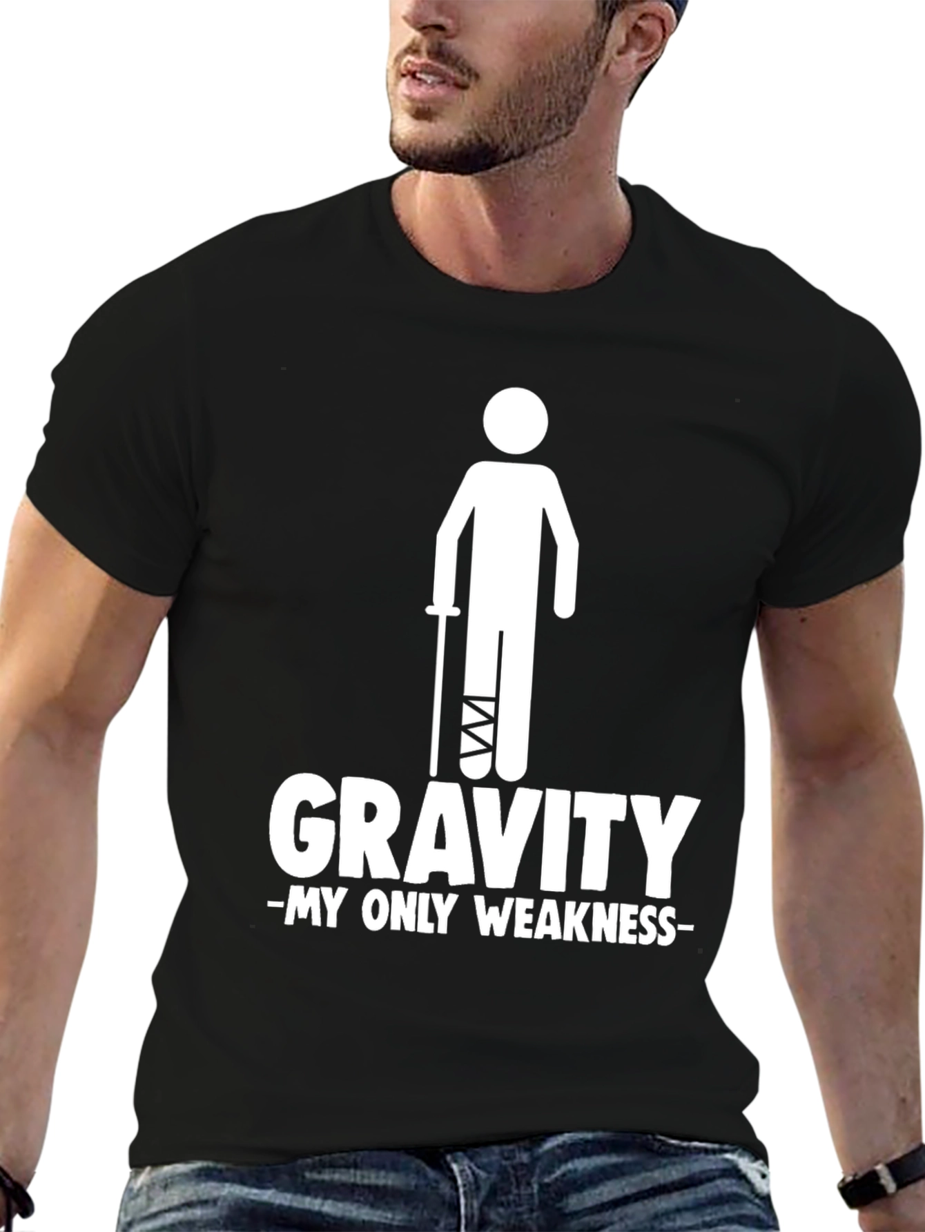 Gravity My Only Weakness Funny Leg Injury T-Shirt