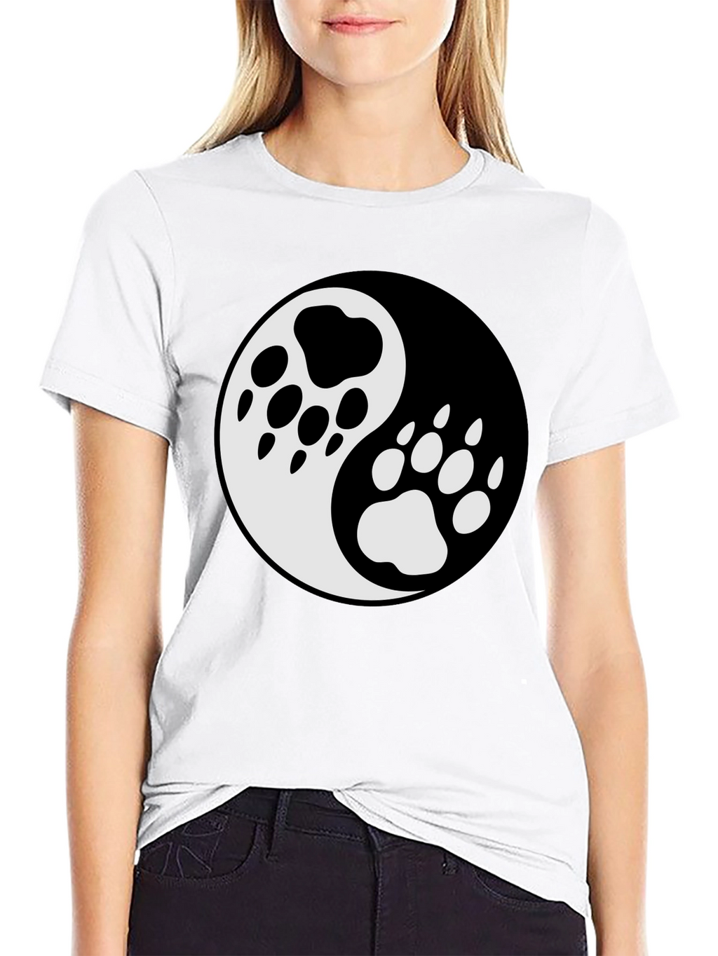 Yin Yang Paw Print T-Shirt - Balance & Style