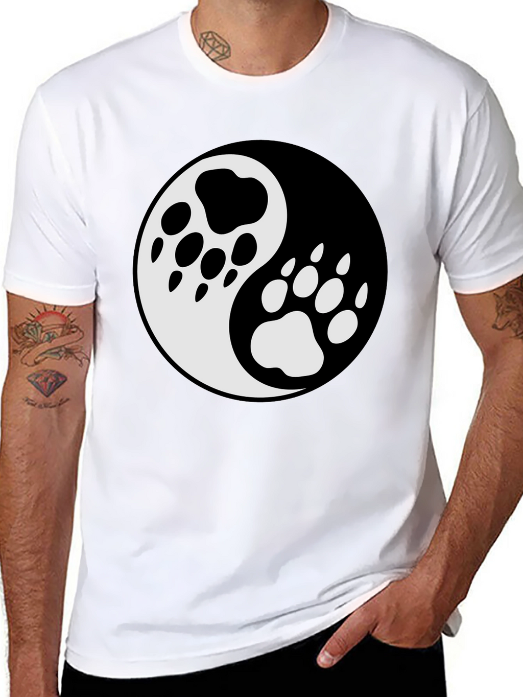 Yin Yang Paw Print T-Shirt - Balance & Style
