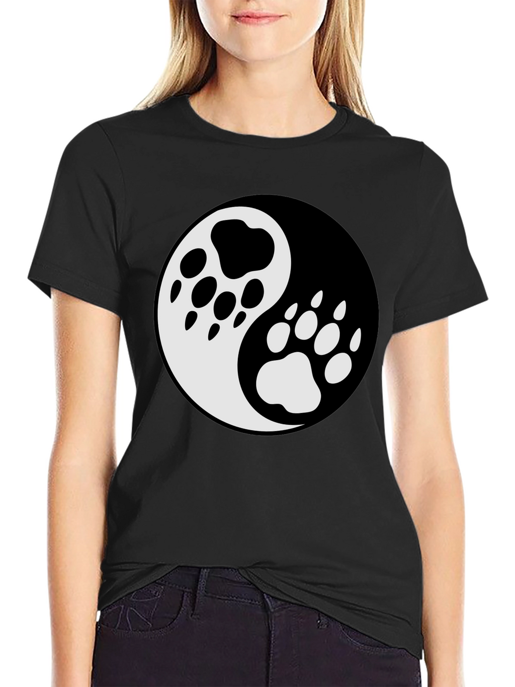 Yin Yang Paw Print T-Shirt - Balance & Style