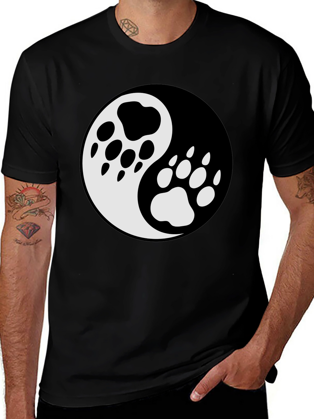 Yin Yang Paw Print T-Shirt - Balance & Style