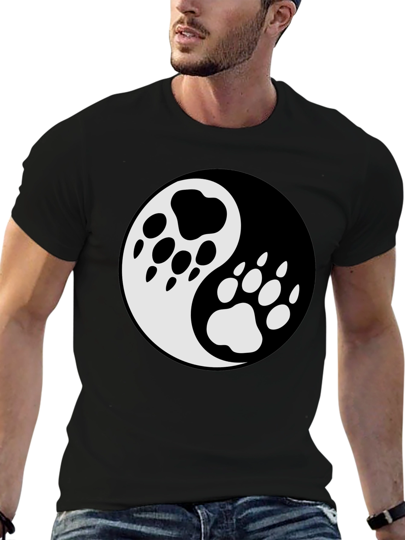 Yin Yang Paw Print T-Shirt - Balance & Style