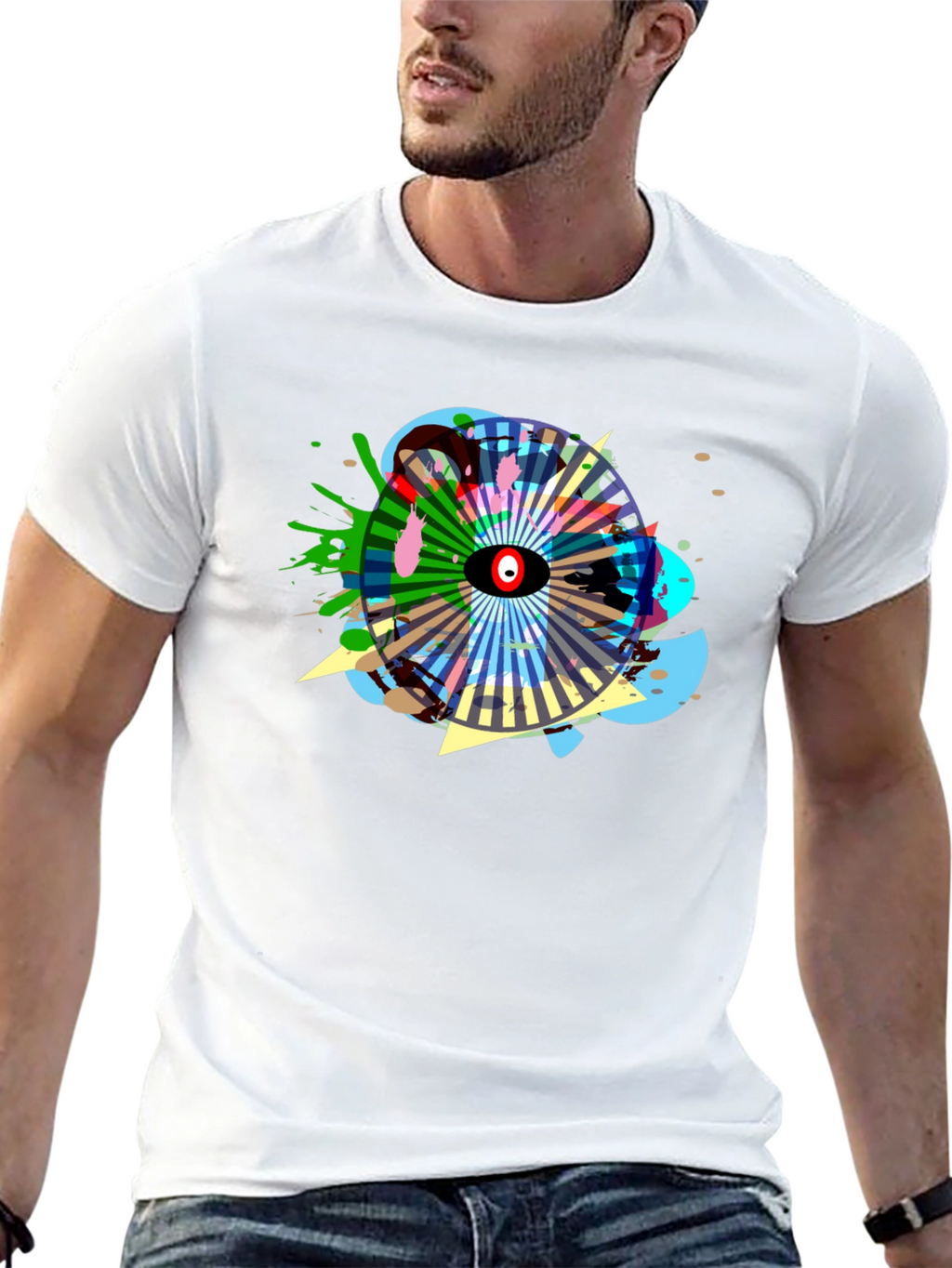 Abstract Eye Graphic Black T-Shirt