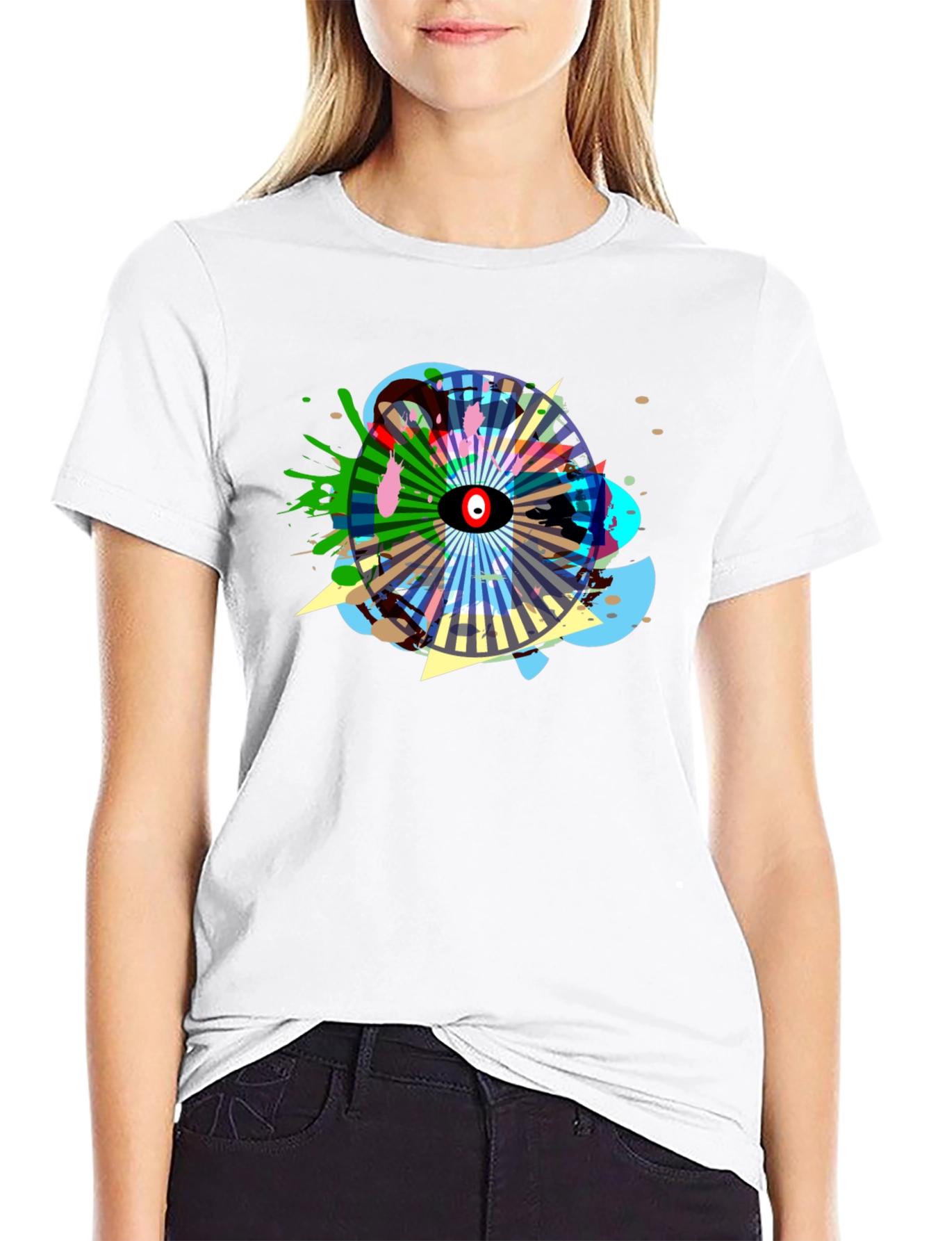Abstract Eye Graphic Black T-Shirt