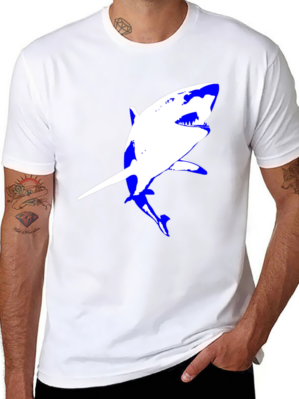 Shark Graphic Tee - Black Cotton Comfort