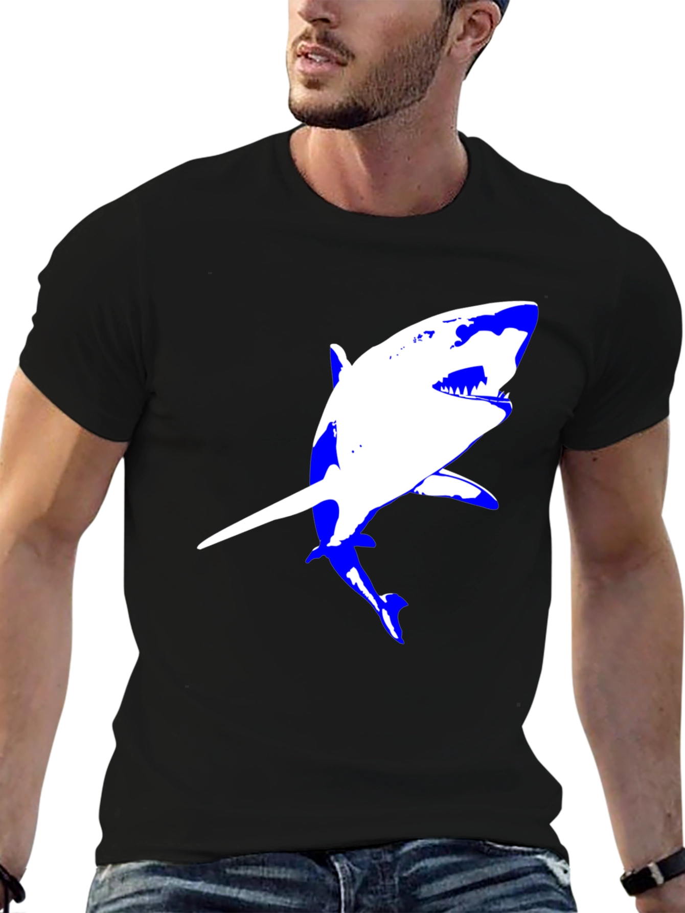 Shark Graphic Tee - Black Cotton Comfort