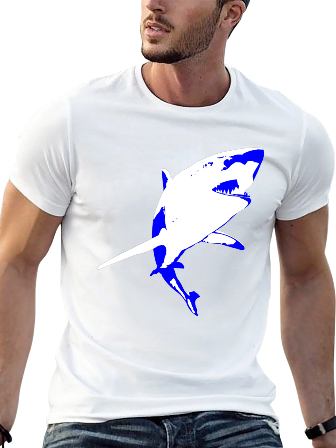 Shark Graphic Tee - Black Cotton Comfort