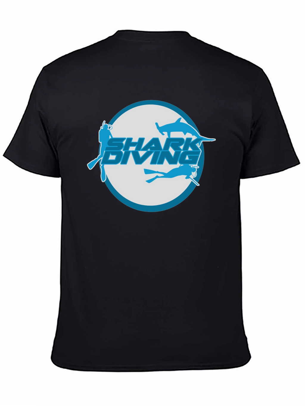 Shark Diving Graphic T-Shirt - Black