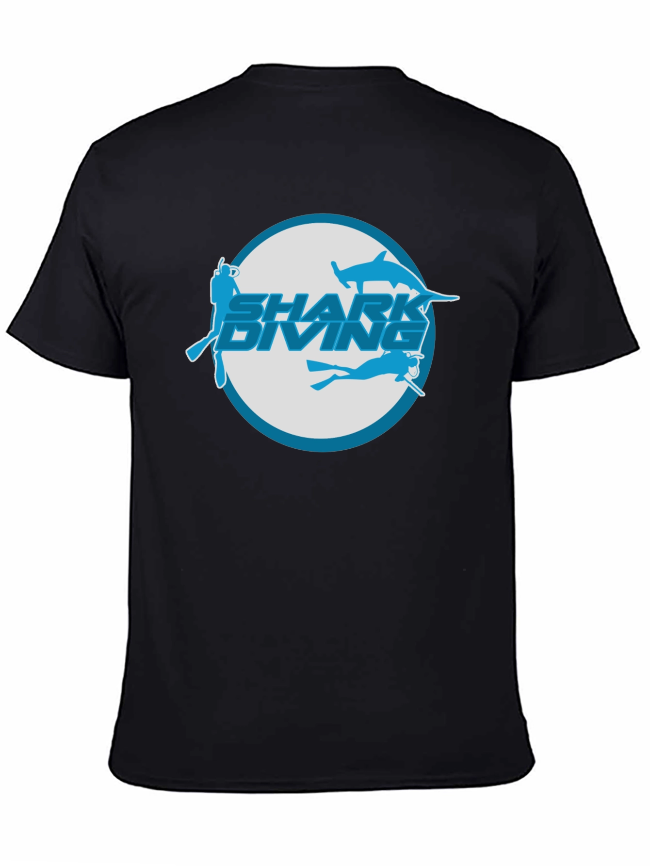Shark Diving Graphic T-Shirt - Black