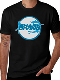 Shark Diving Graphic T-Shirt - Black