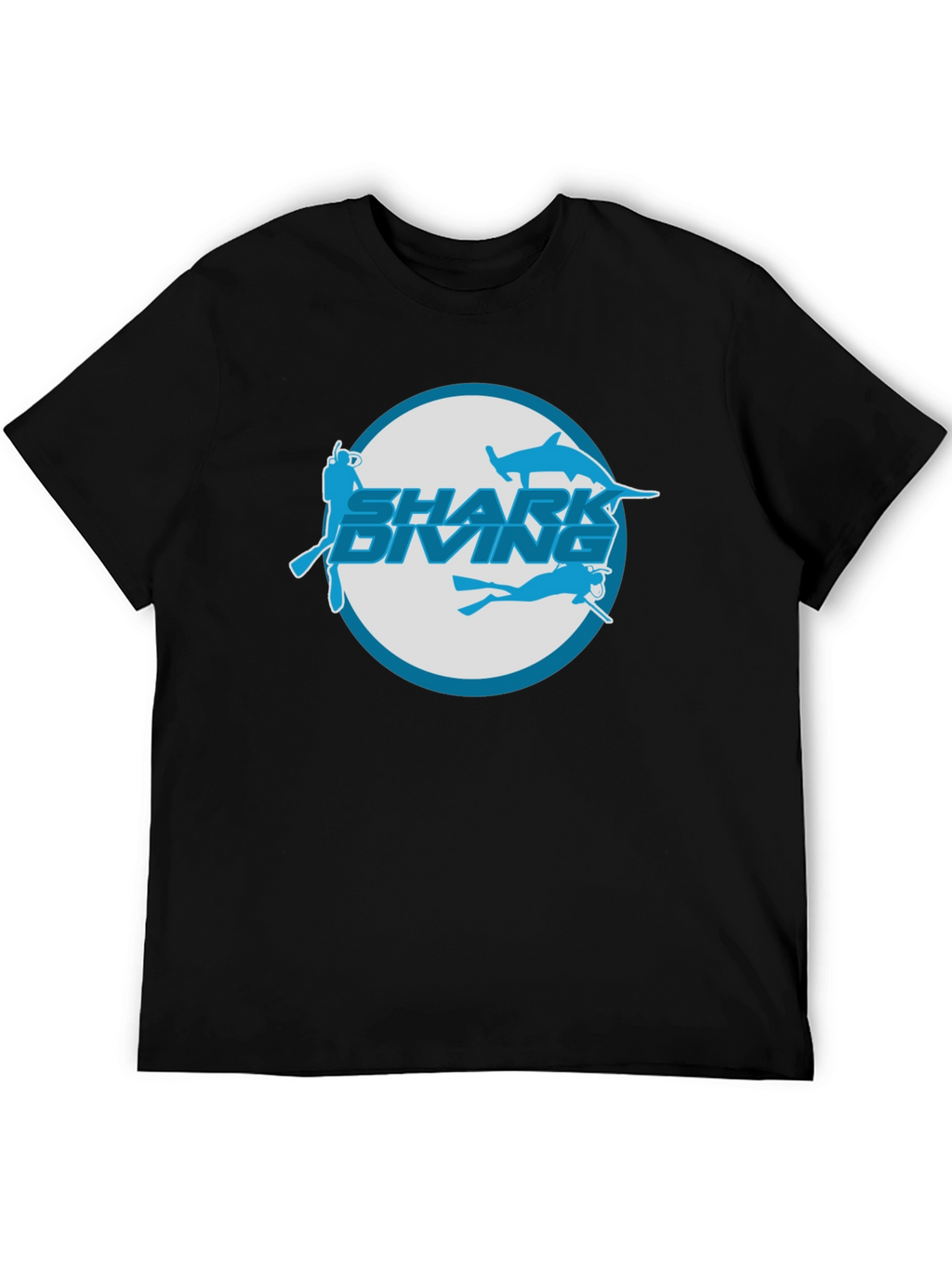 Shark Diving Graphic T-Shirt - Black