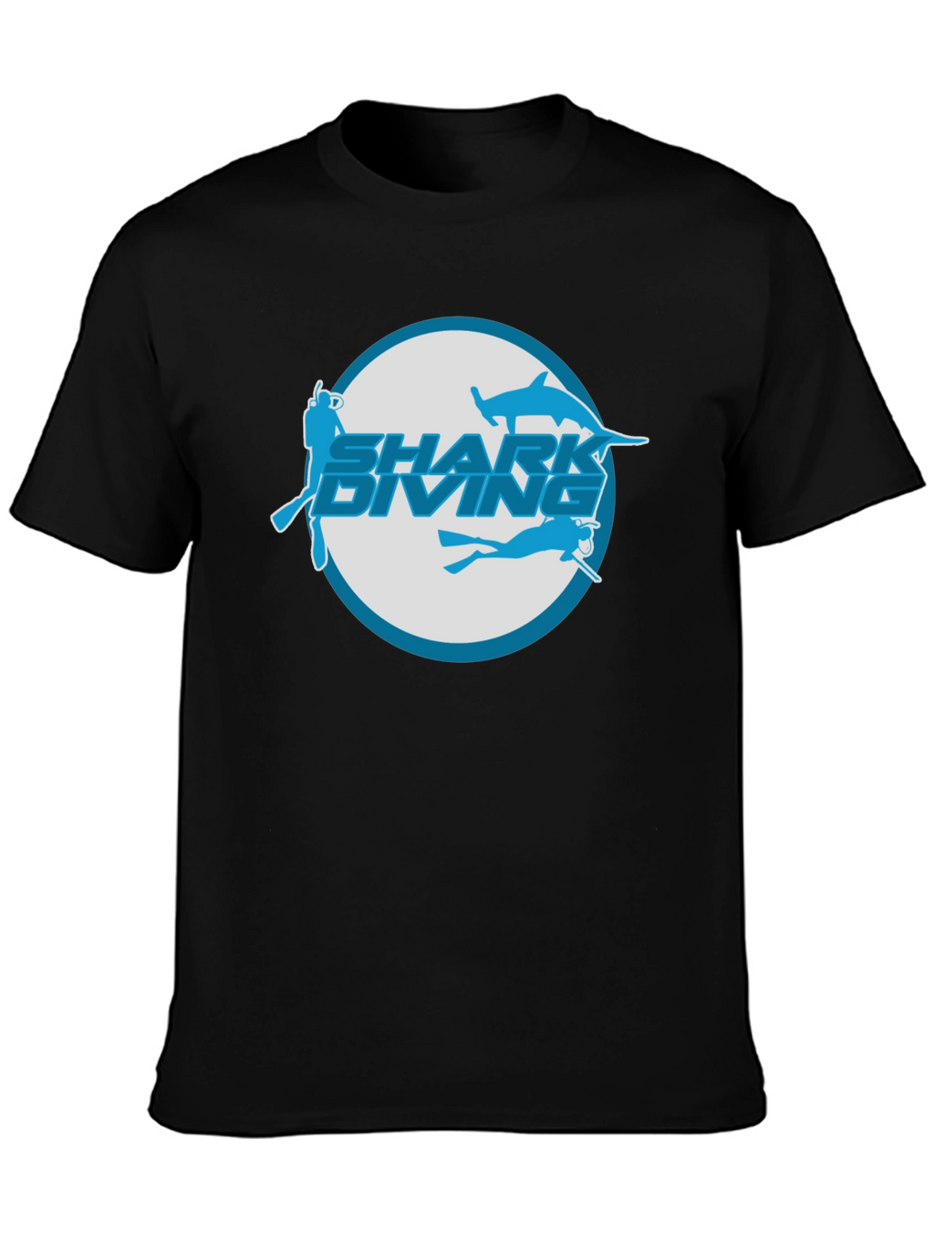Shark Diving Graphic T-Shirt - Black