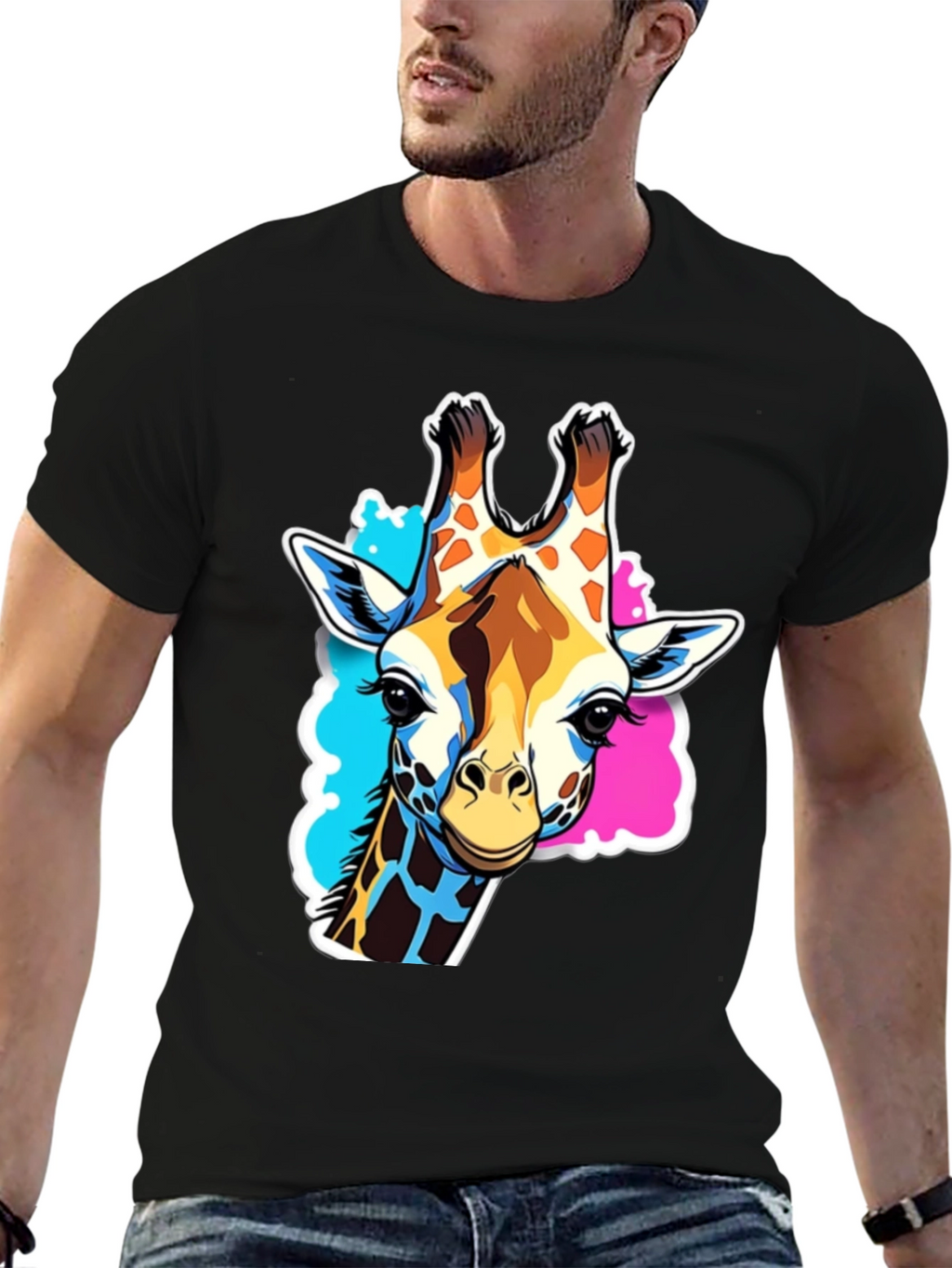 Giraffe Graphic Tee - Stylish Black T-Shirt