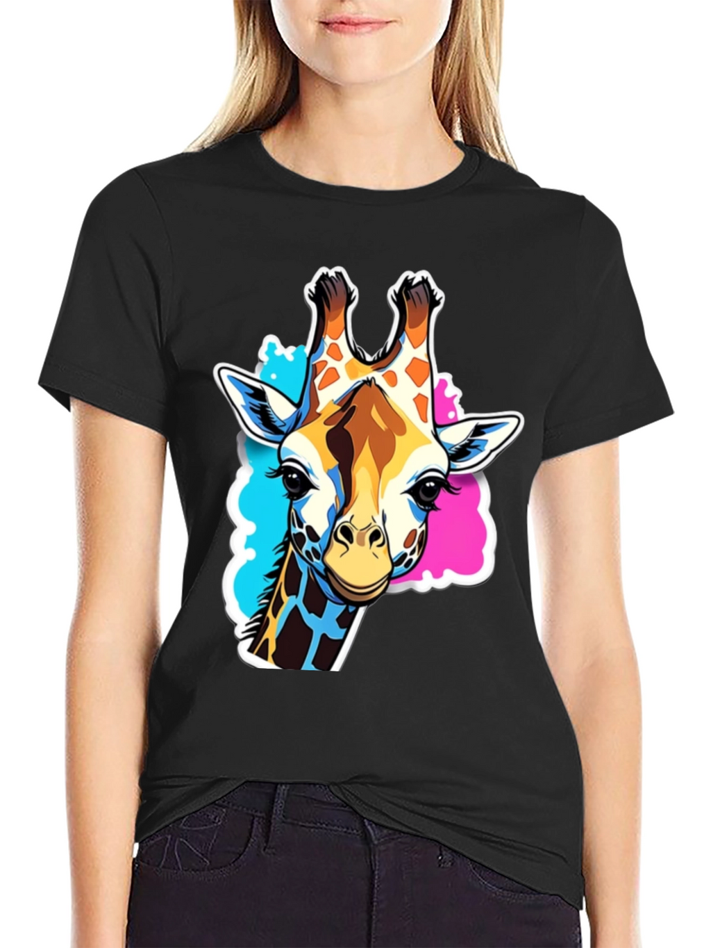 Giraffe Graphic Tee - Stylish Black T-Shirt