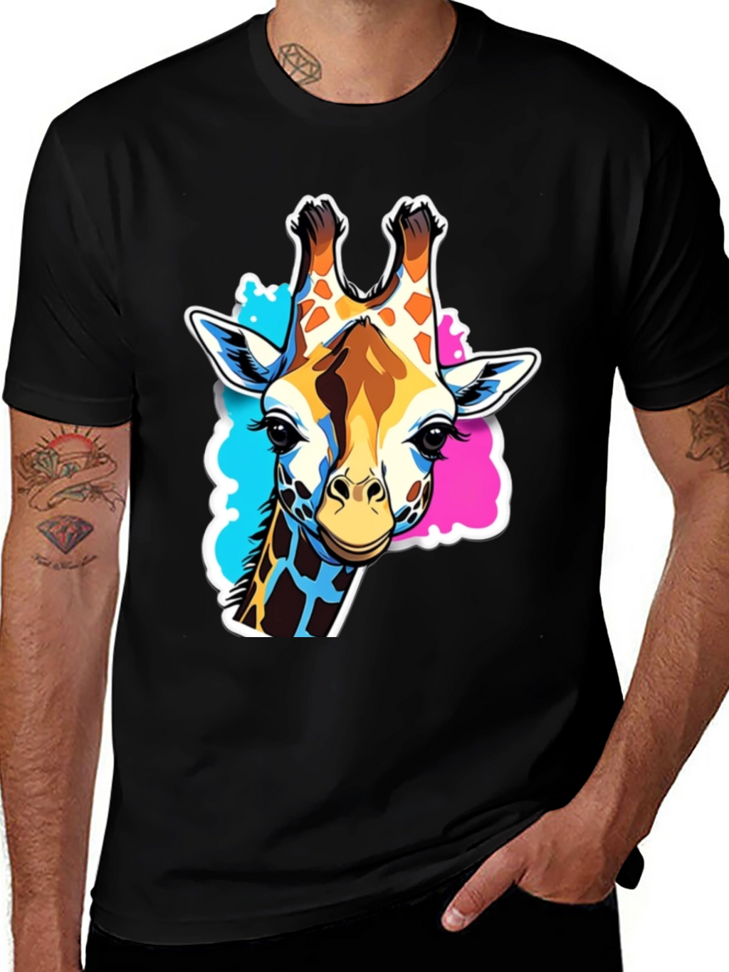 Giraffe Graphic Tee - Stylish Black T-Shirt