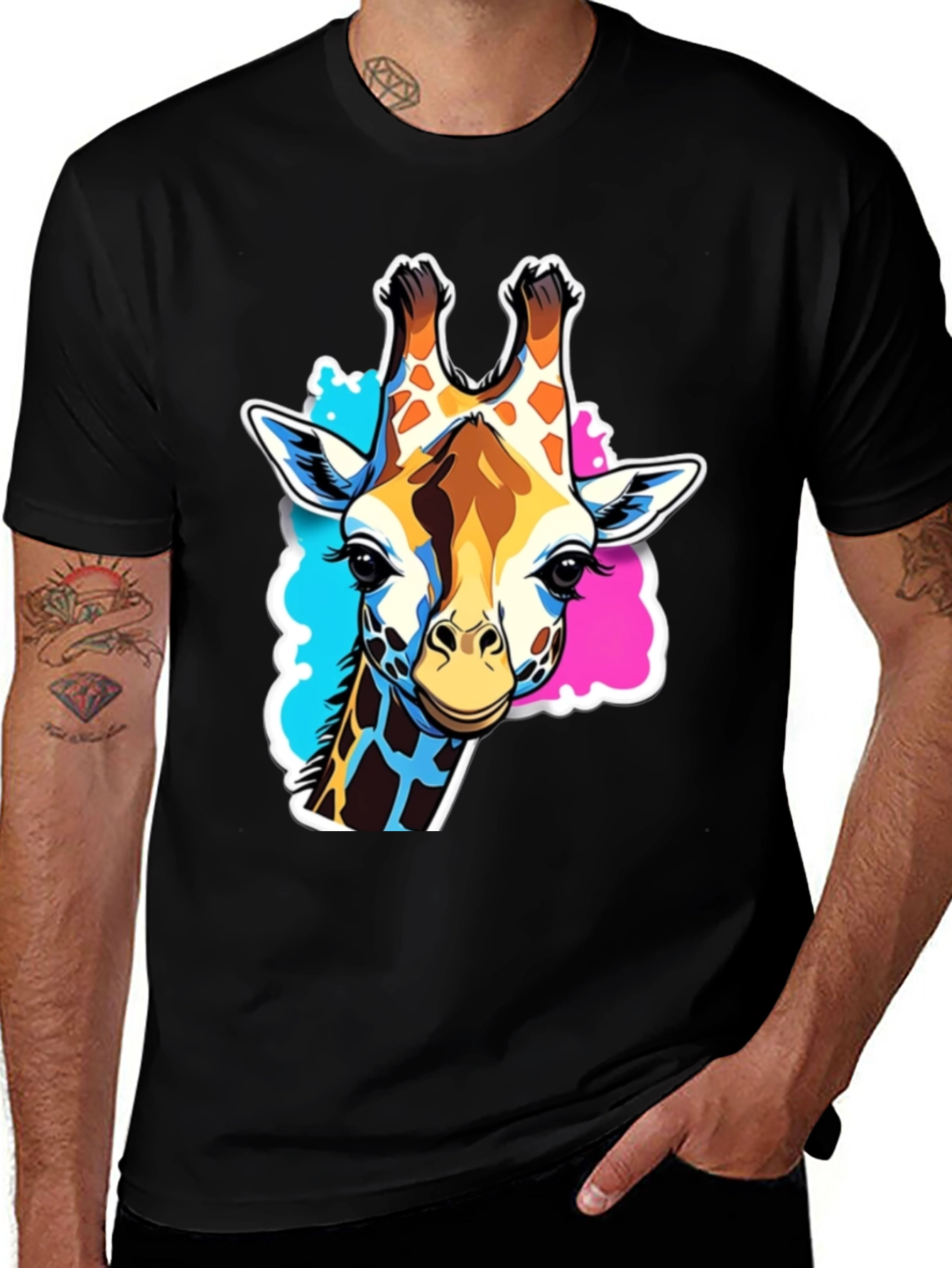 Giraffe Graphic Tee - Stylish Black T-Shirt
