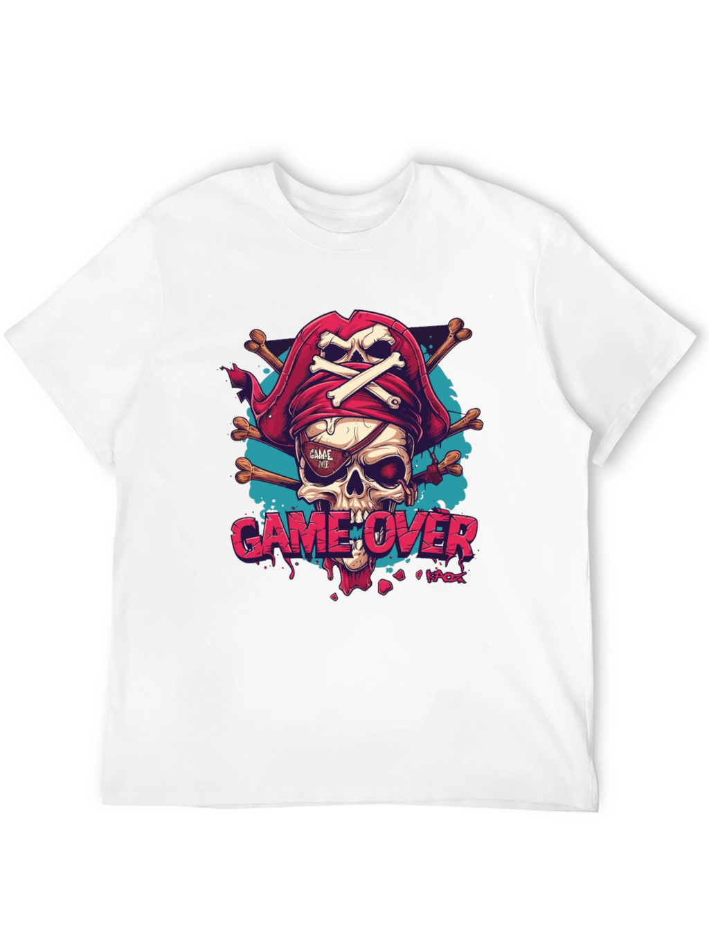 Game Over Pirate Skull Graphic Tee - Black