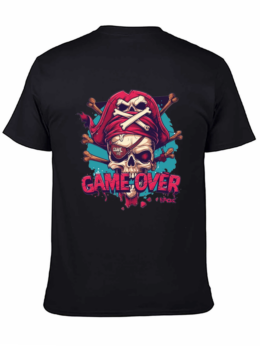 Game Over Pirate Skull Graphic Tee - Black