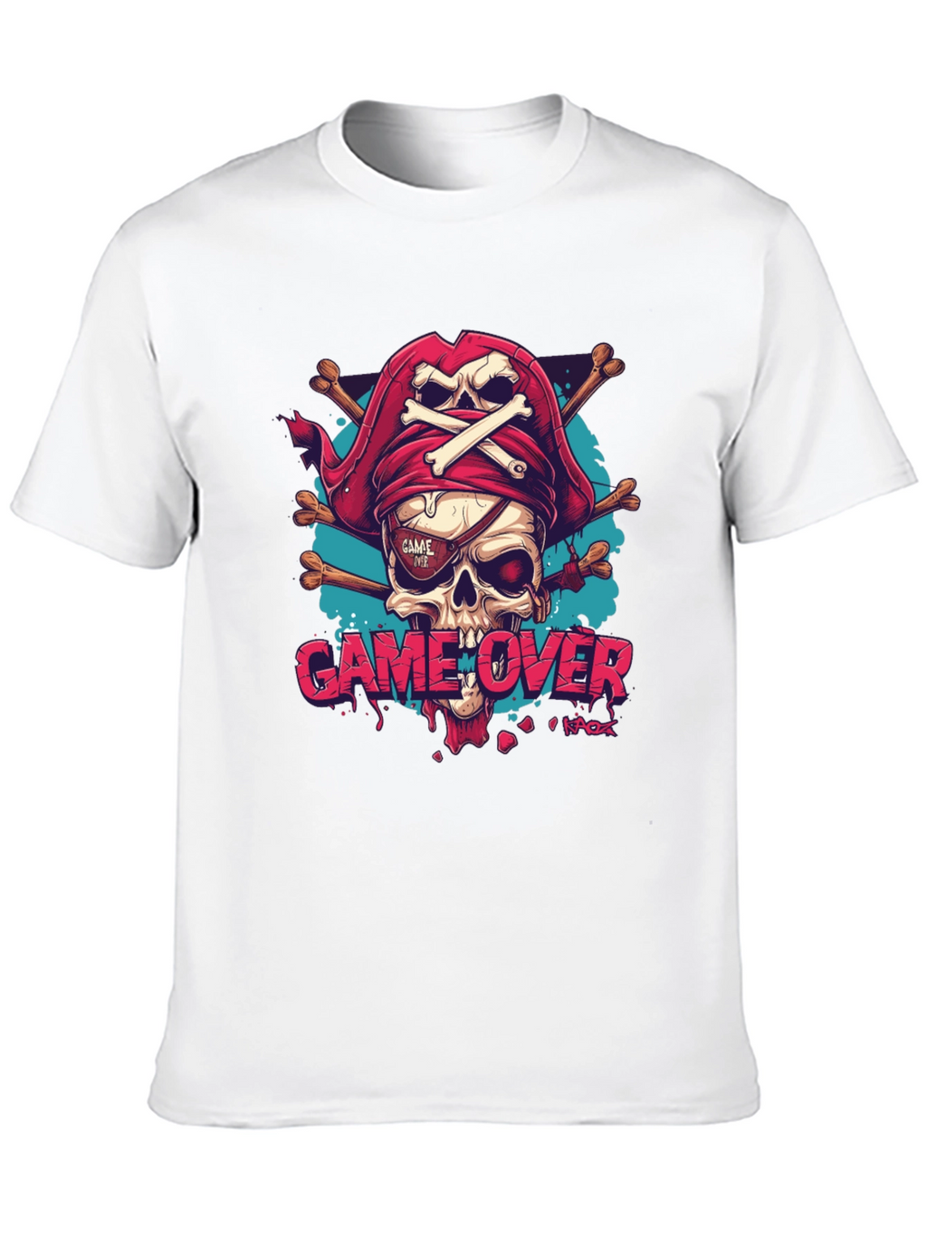 Game Over Pirate Skull Graphic Tee - Black