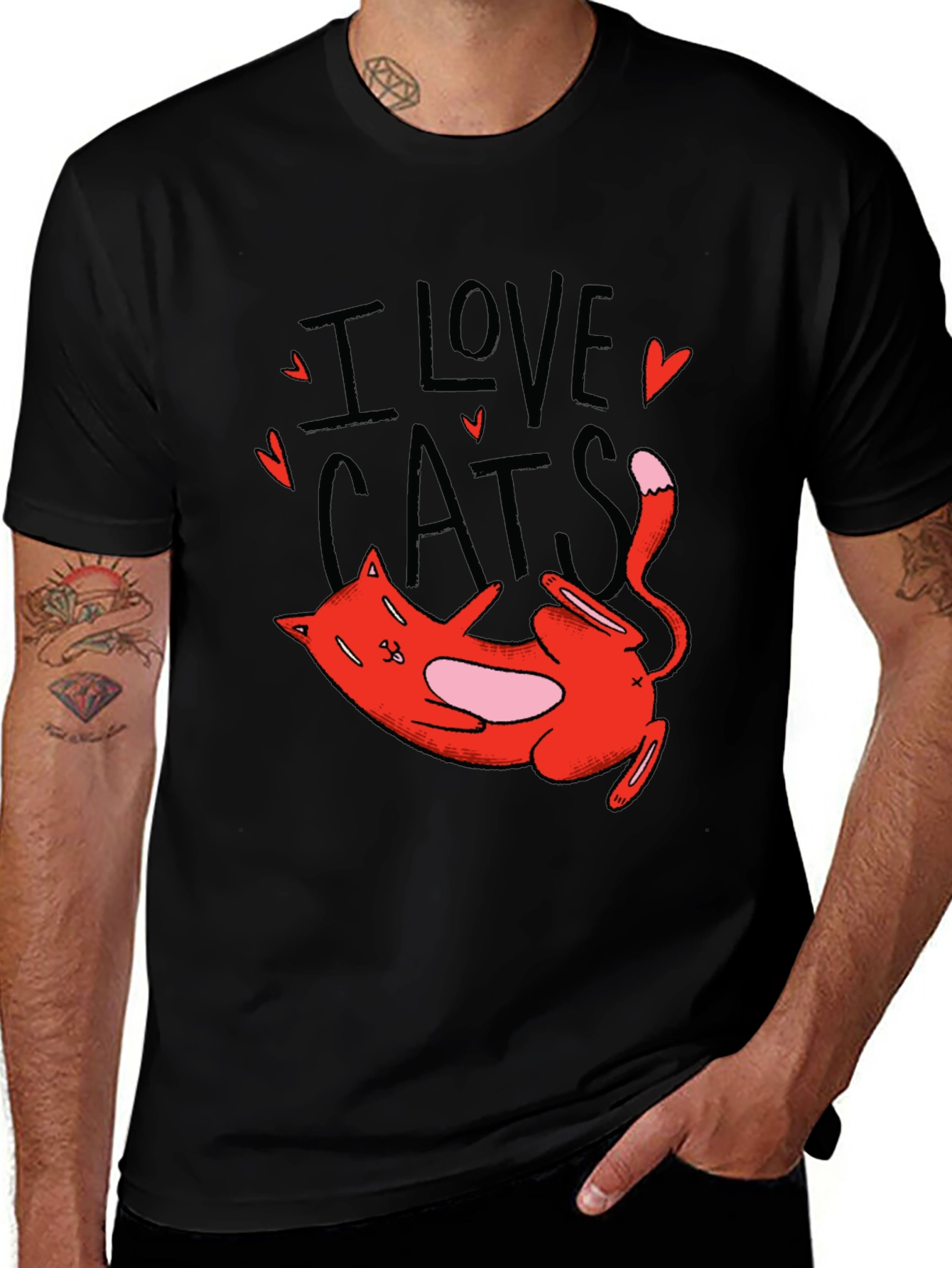 I Love Cats Graphic Tee - Black