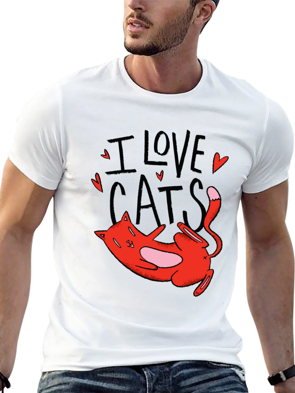 I Love Cats Graphic Tee - Black