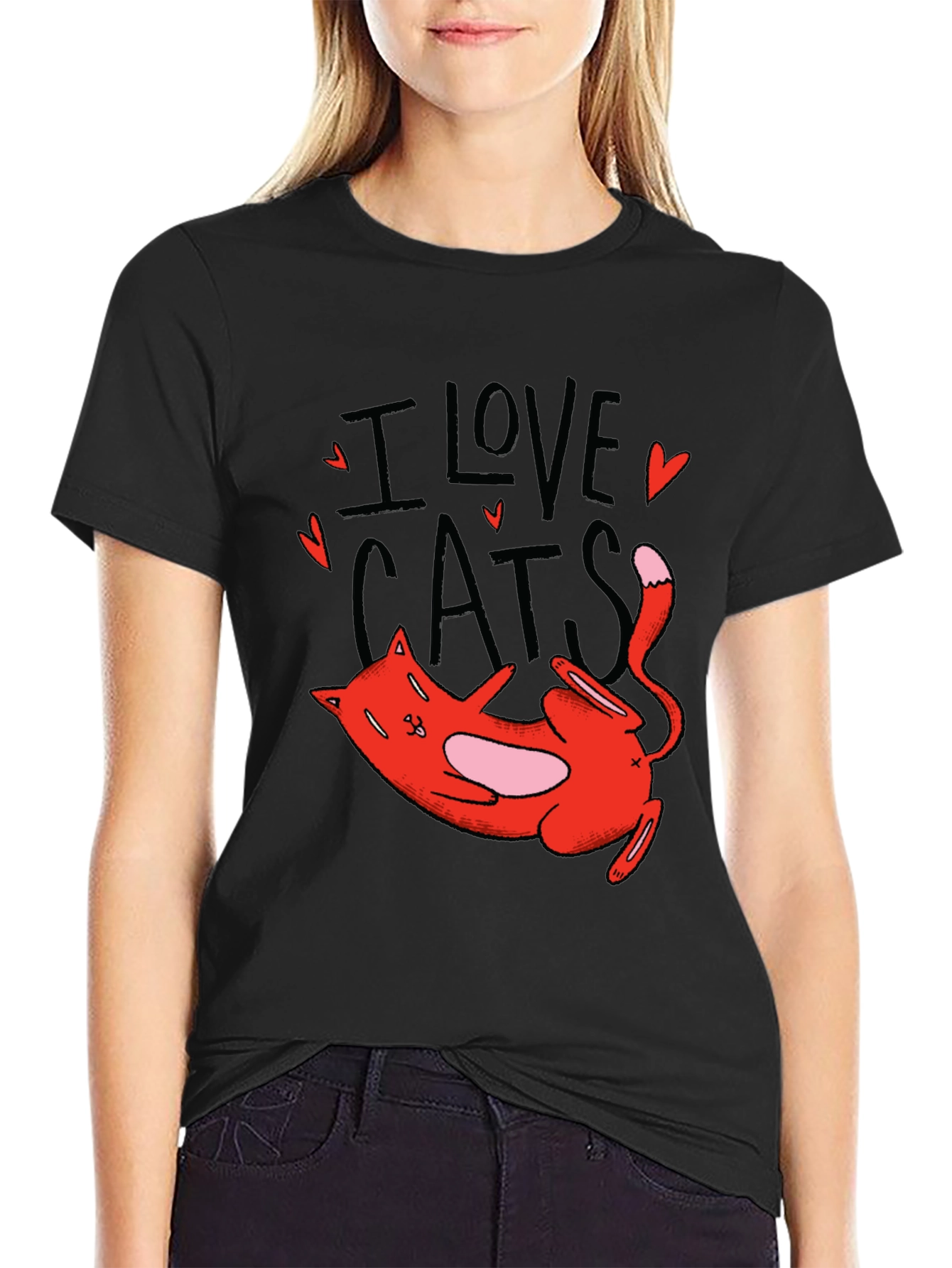I Love Cats Graphic Tee - Black