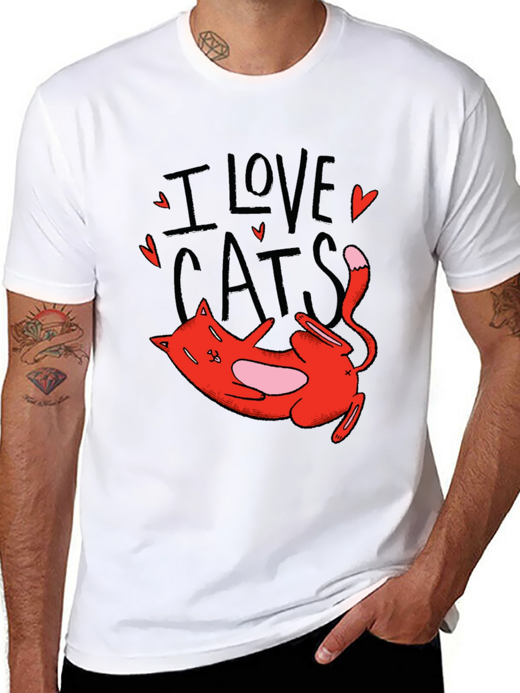 I Love Cats Graphic Tee - Black
