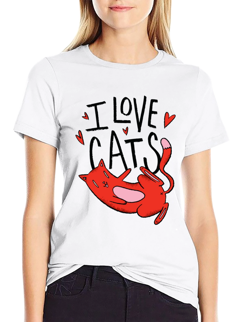 I Love Cats Graphic Tee - Black