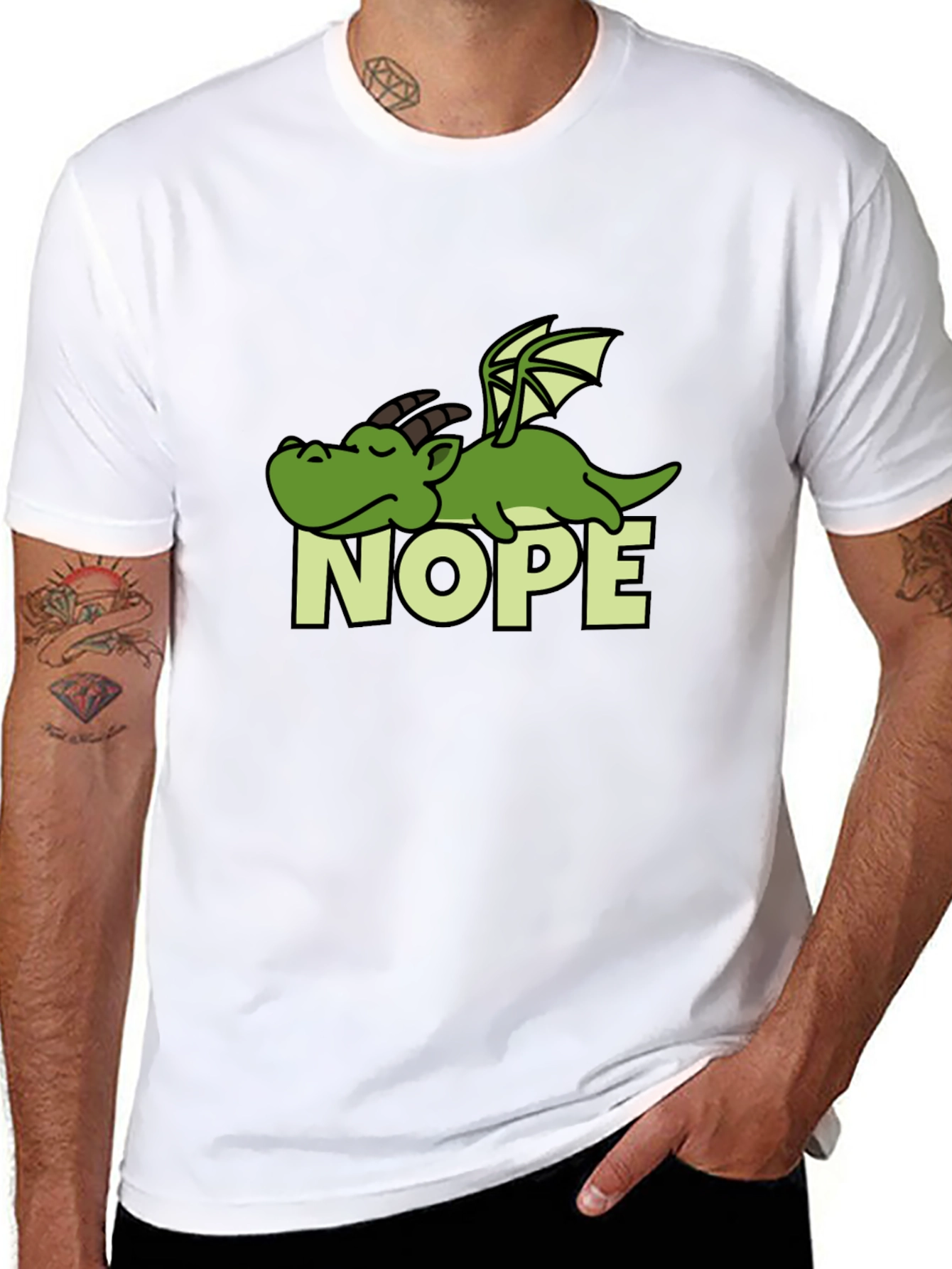 Nope Dragon Graphic Tee - Lazy Humor T-Shirt
