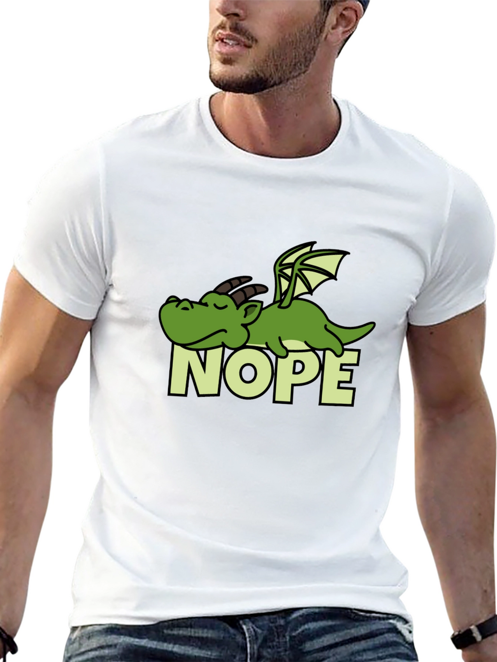 Nope Dragon Graphic Tee - Lazy Humor T-Shirt