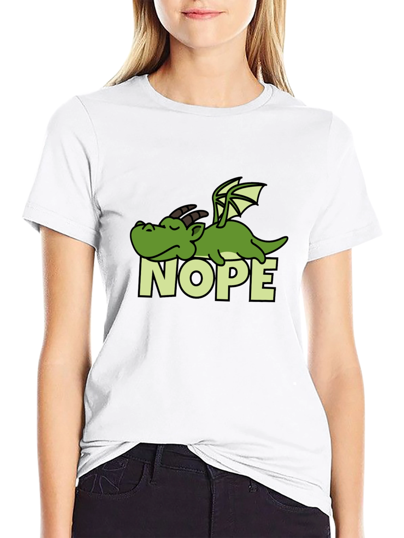 Nope Dragon Graphic Tee - Lazy Humor T-Shirt