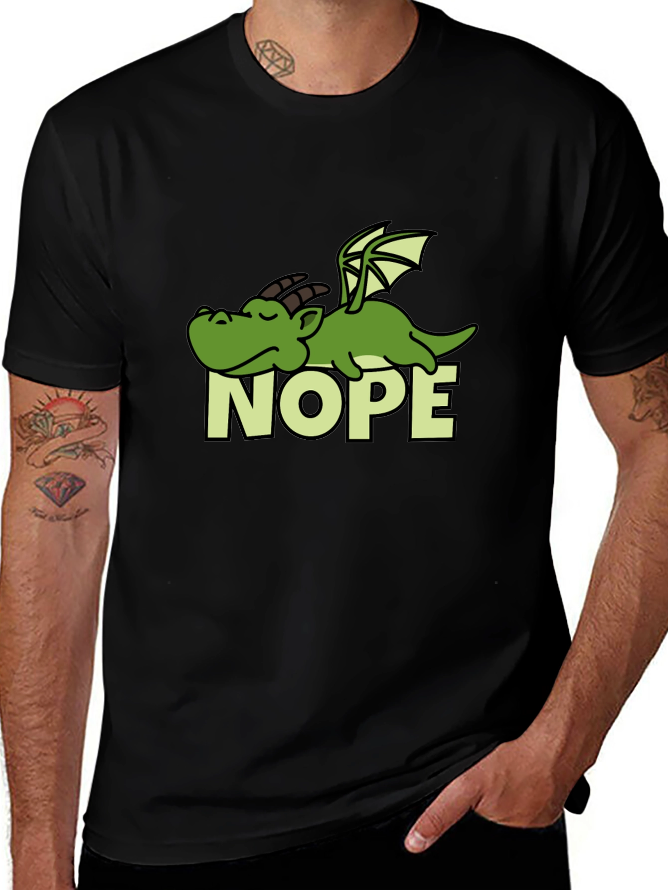Nope Dragon Graphic Tee - Lazy Humor T-Shirt