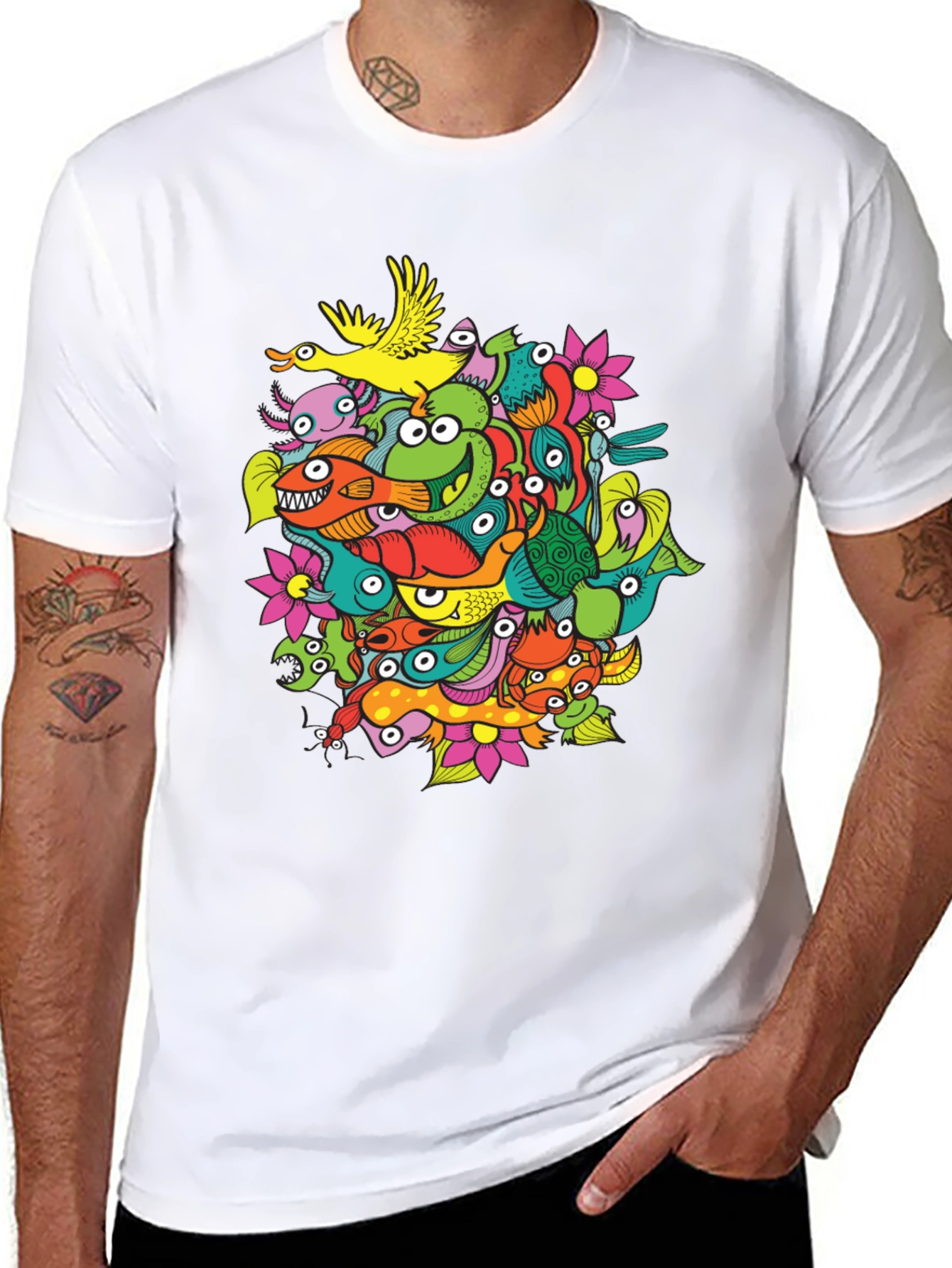 Funky Doodle Art Black T-Shirt