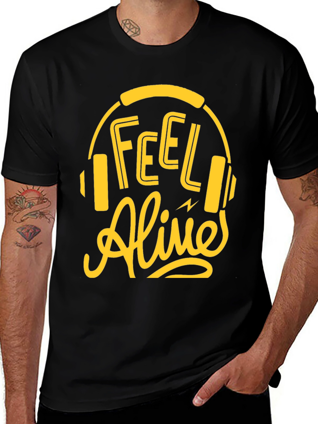 Feel Alive Headphones Graphic Tee - Black