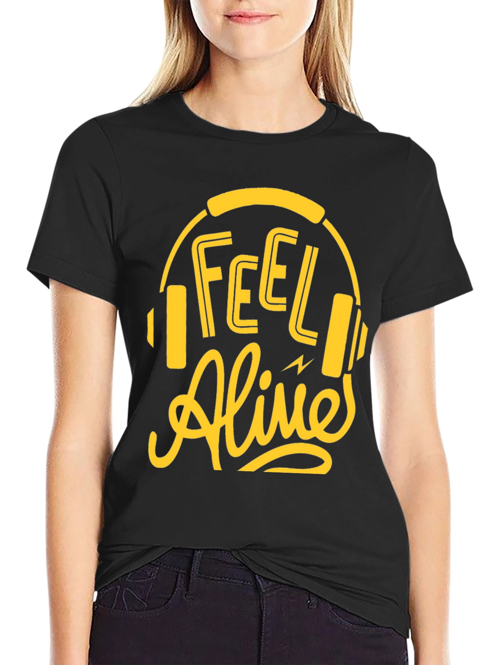 Feel Alive Headphones Graphic Tee - Black